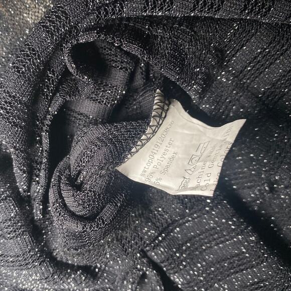 Sheer Sparkly Striped Cropped Top - Long Sleeve - Size S - Picture 11 of 11